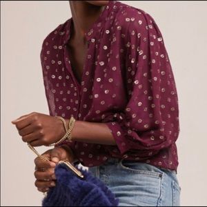 Anthropologie Purple and Gold Top
